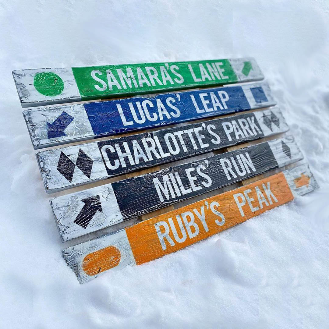PERSONALIZED Rustic Ski and Snowboard Trail Signs (🇺🇸 Made In The USA) - Powderaddicts