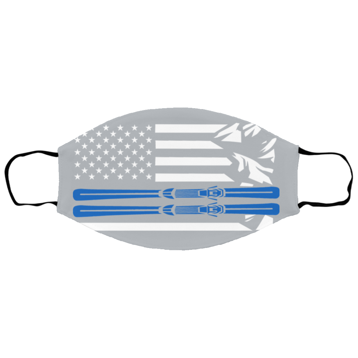 US Ski Flag Thin Blue Line Youth Face Mask - Powderaddicts