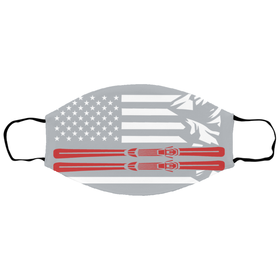 US Ski Flag Thin Red Line Youth Face Mask - Powderaddicts