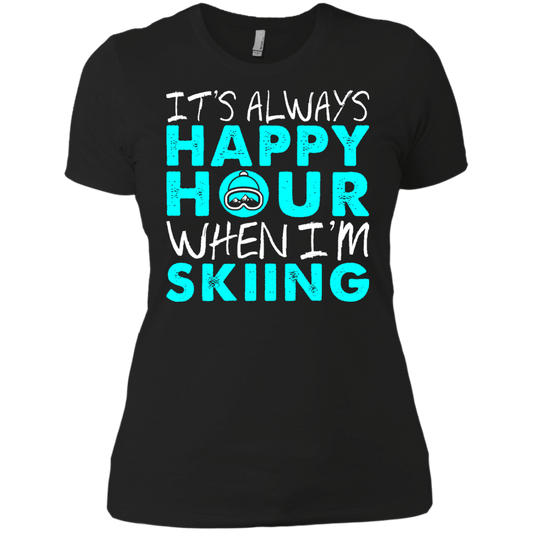It's Always Happy Hour When I'm Skiing Ladies Tees and V-Neck - Powderaddicts