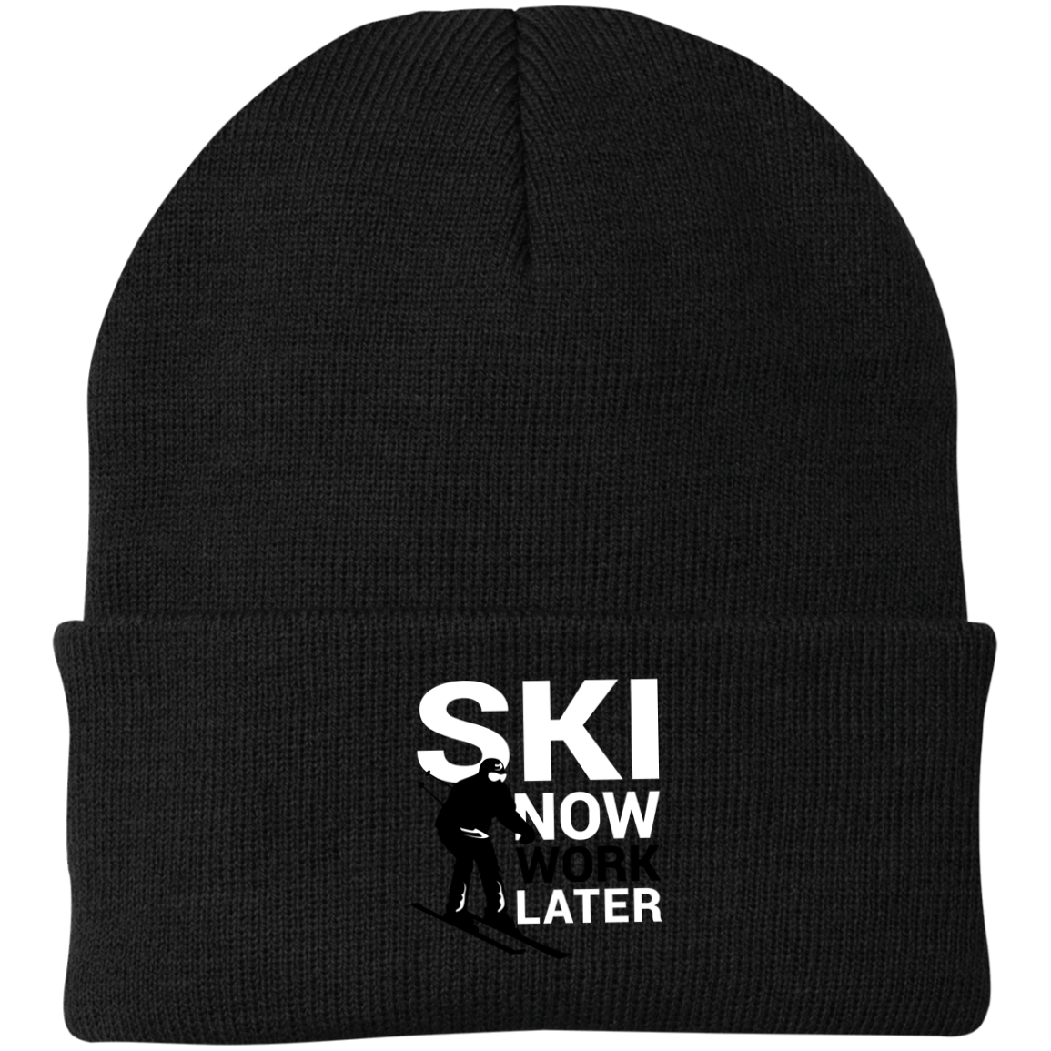 Ski Now Work Later Knit Cap - Powderaddicts