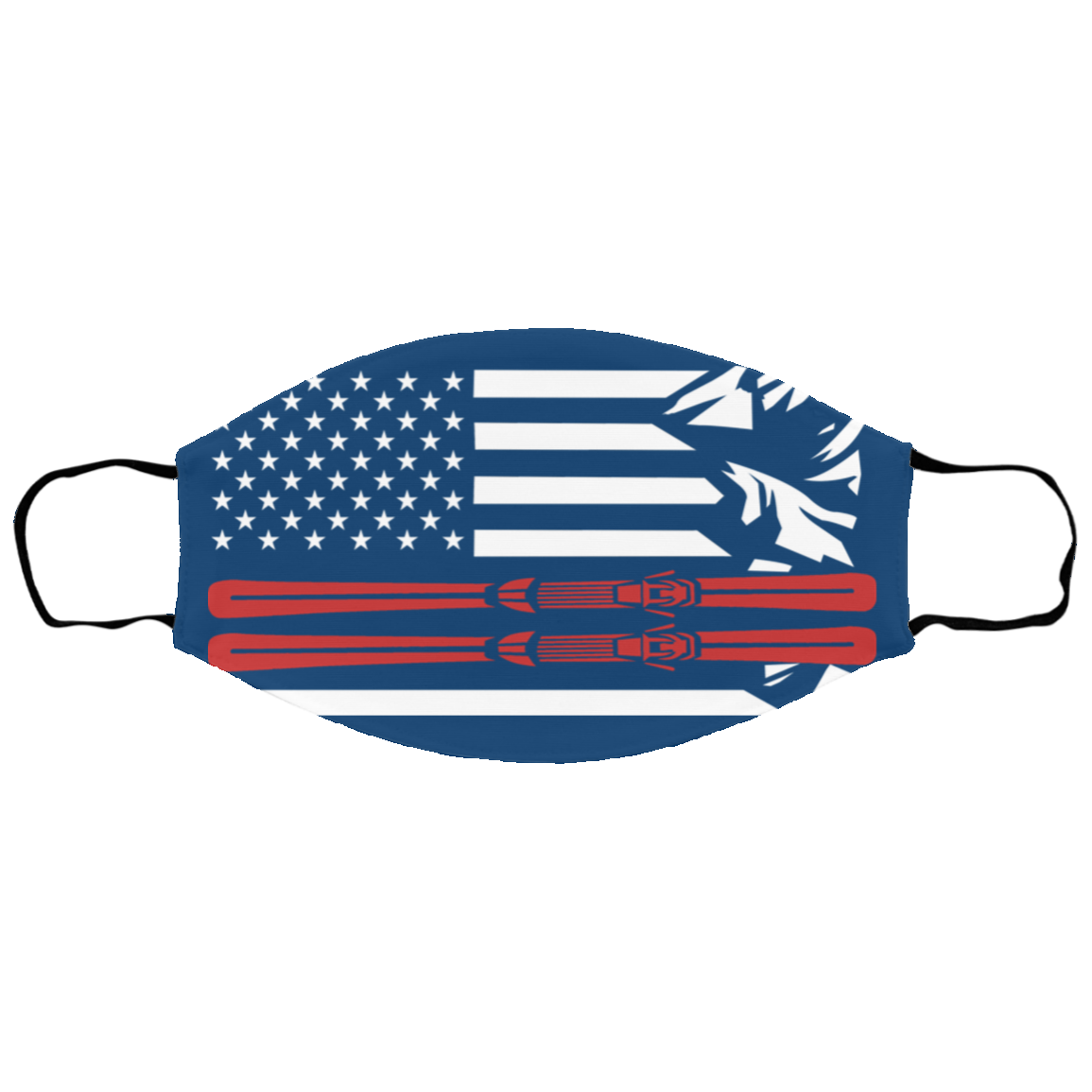 US Ski Flag Thin Red Line Youth Face Mask - Powderaddicts