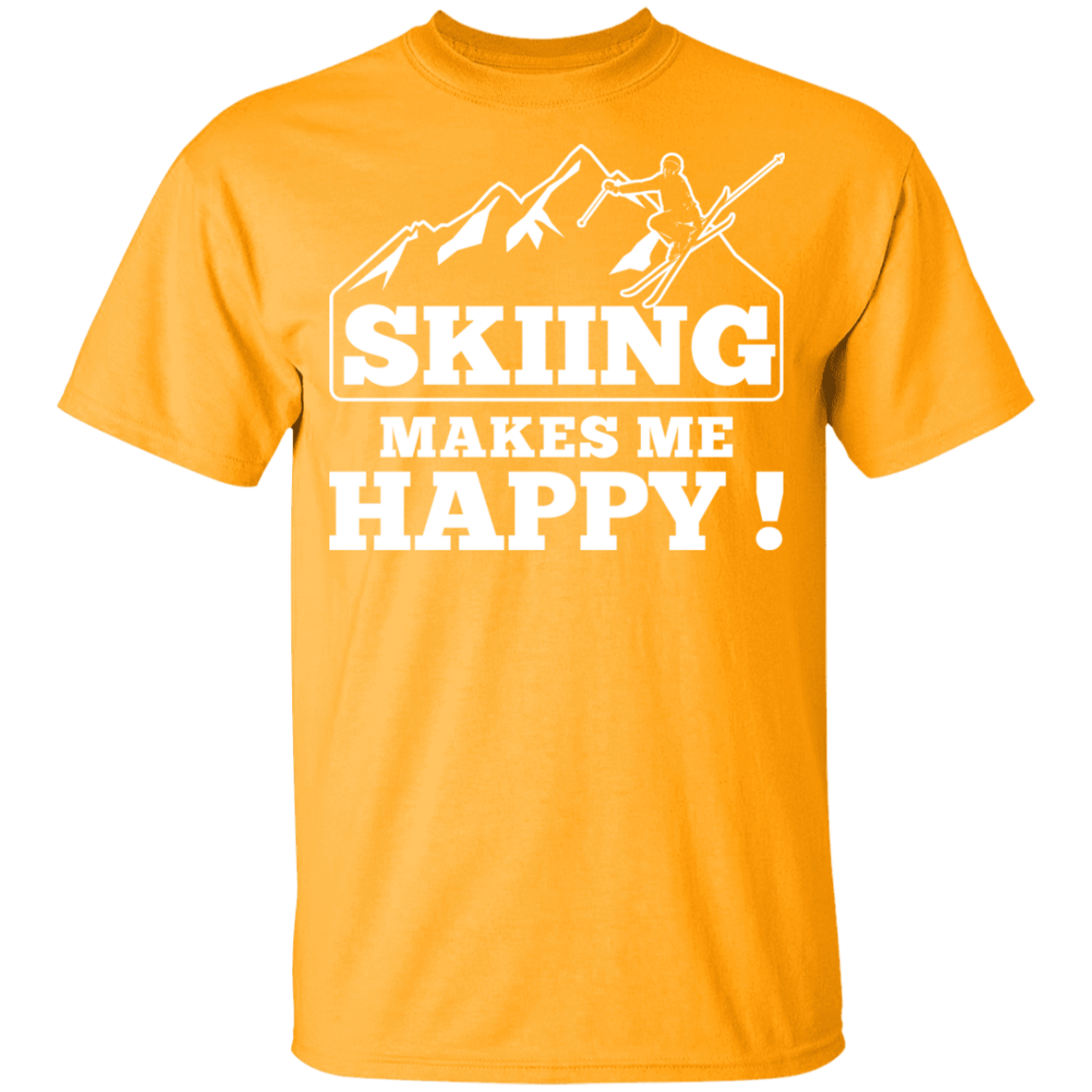 Skiing Makes Me Happy Youth  Cotton T-Shirt - Powderaddicts