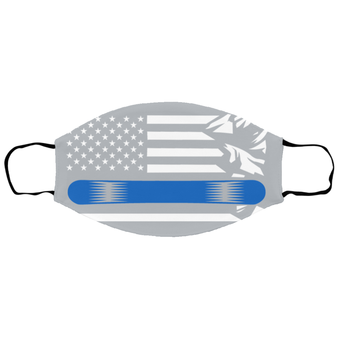 US Snowboard Flag Thin Blue Line Youth Face Mask - Powderaddicts