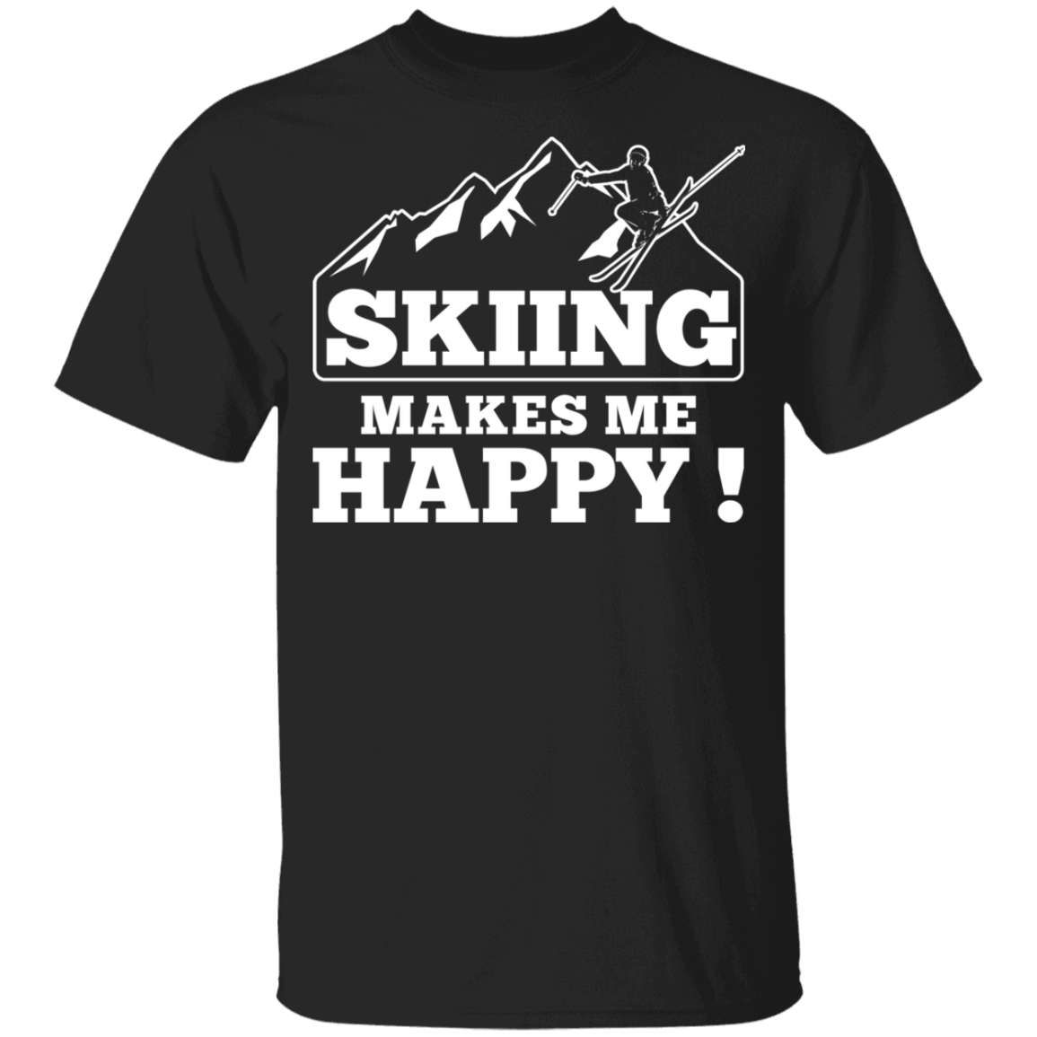 Skiing Makes Me Happy Youth  Cotton T-Shirt - Powderaddicts