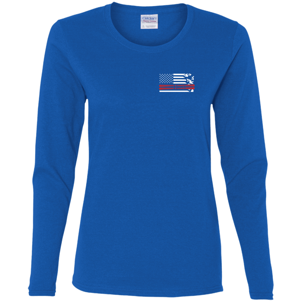 US Ski Flag Thin Red Line Ladies' Cotton Long Sleeve T-Shirt - Powderaddicts