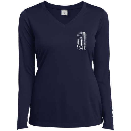 LST353LS Ladies' LS Performance V-Neck T-Shirt - Powderaddicts
