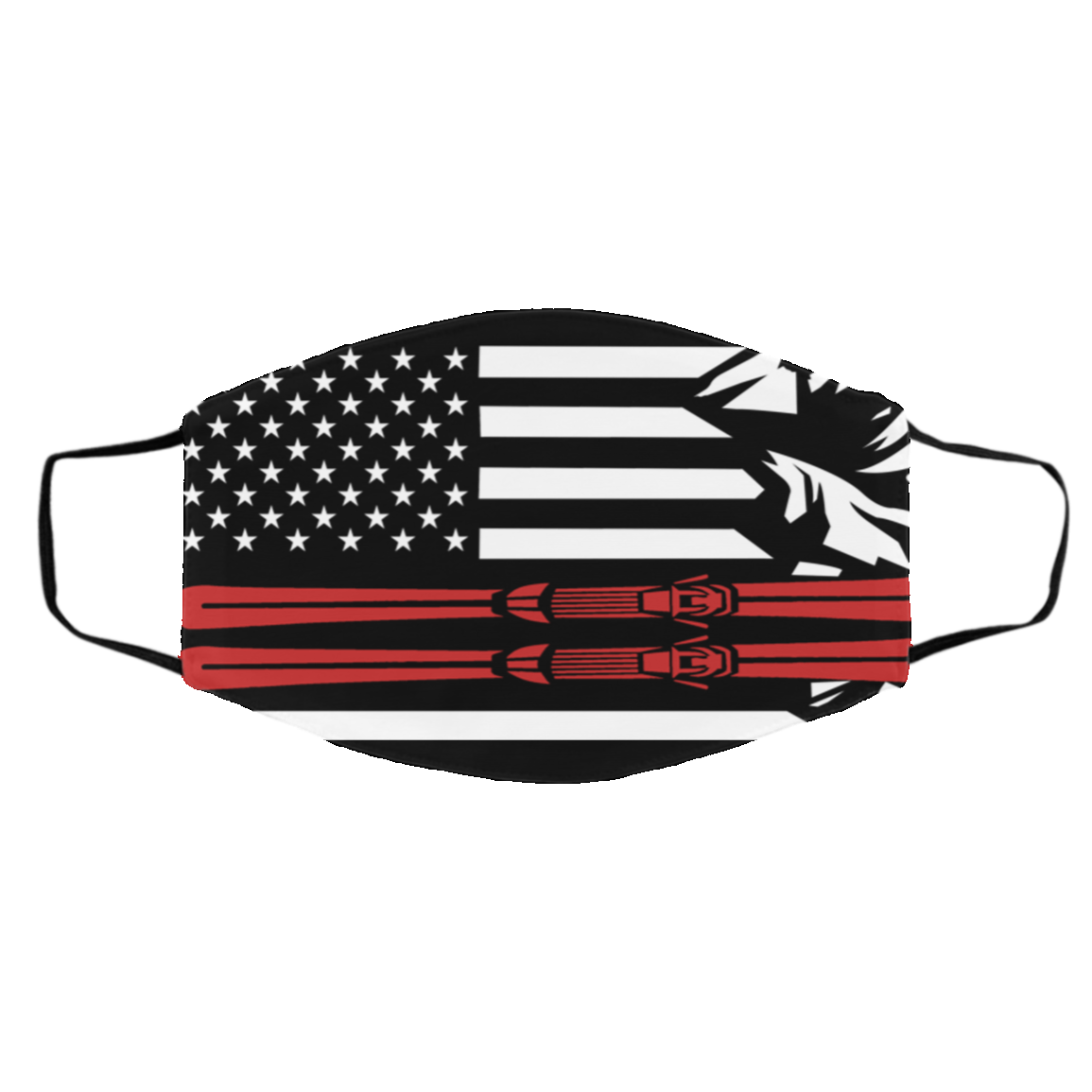 US Ski Flag Thin Red Line Adult Face Mask - Powderaddicts