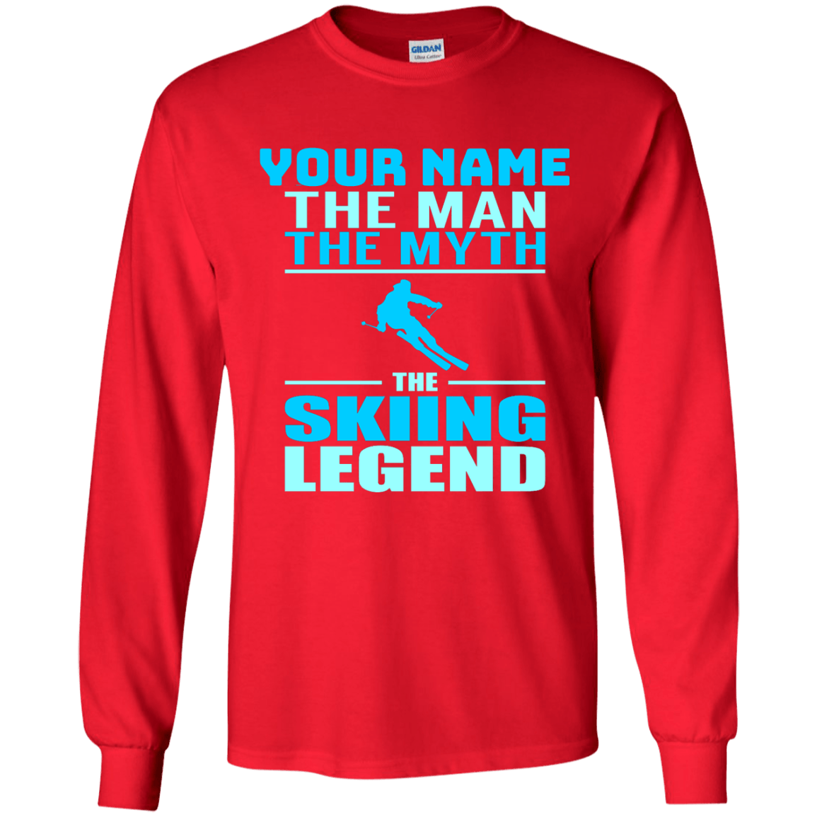 Personalized The Man The Myth The Skiing Legend Long Sleeves - Powderaddicts