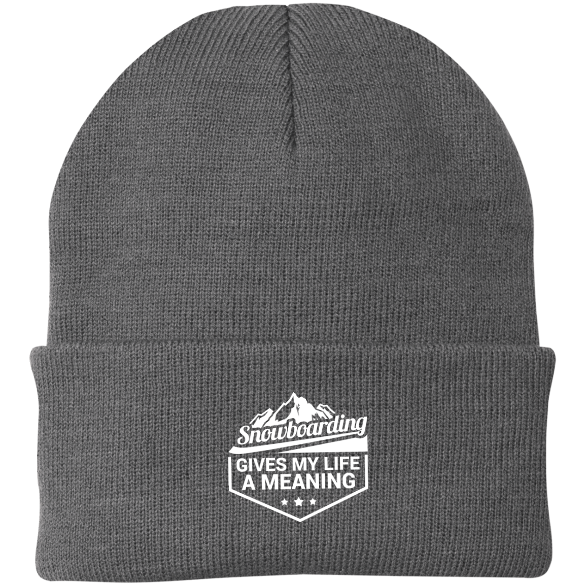 Snowboarding Gives My Life a Meaning Knit Cap - Powderaddicts