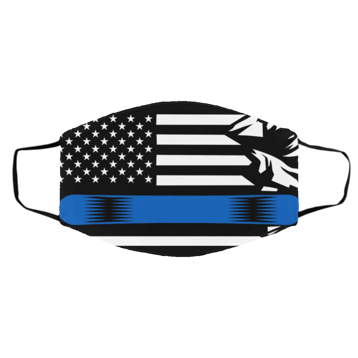 US Snowboard Flag Thin Blue Line Adult Face Mask - Powderaddicts