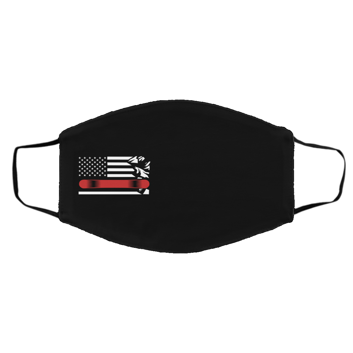 US Snowboard Flag Thin Red Line Adult Face Mask - Powderaddicts
