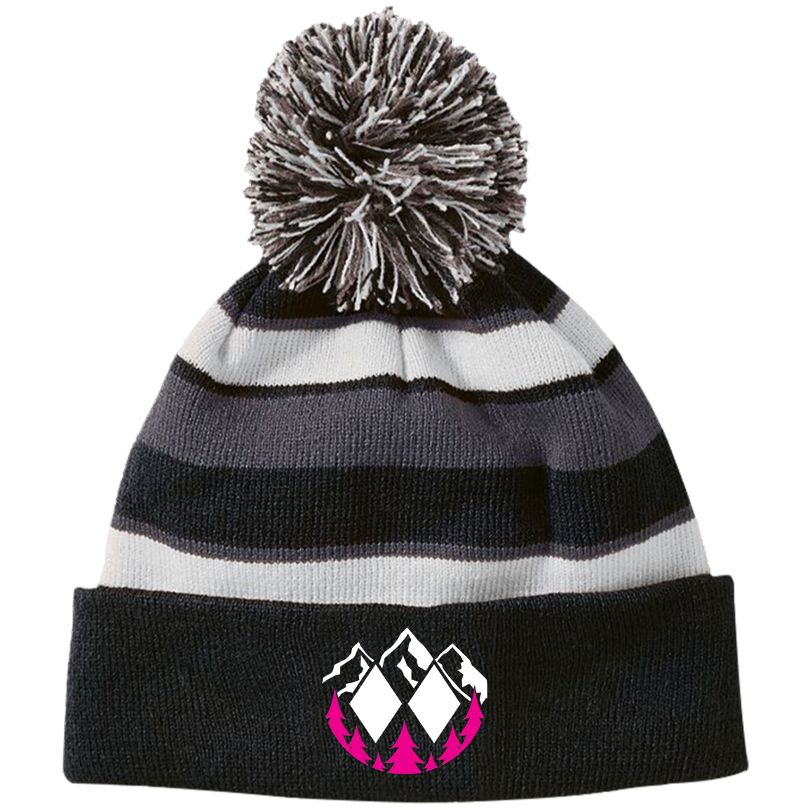 Black Diamonds Front Striped Beanie - Powderaddicts