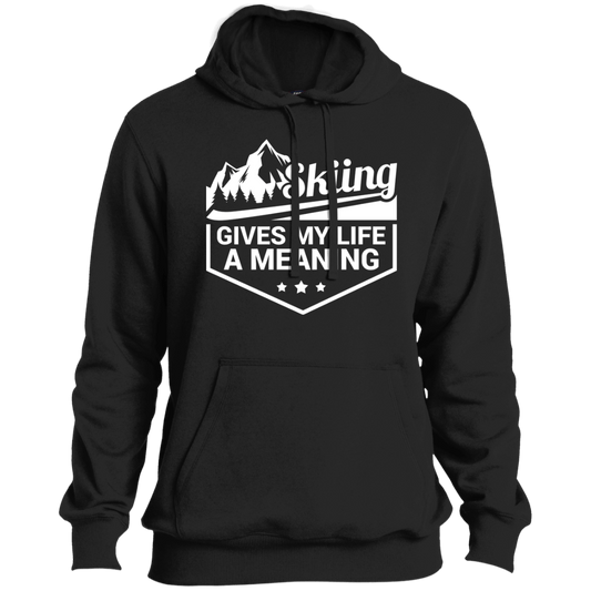 Skiing Gives My Life A Meaning Sport-Tek Premium Hooded Sweatshirt - Powderaddicts