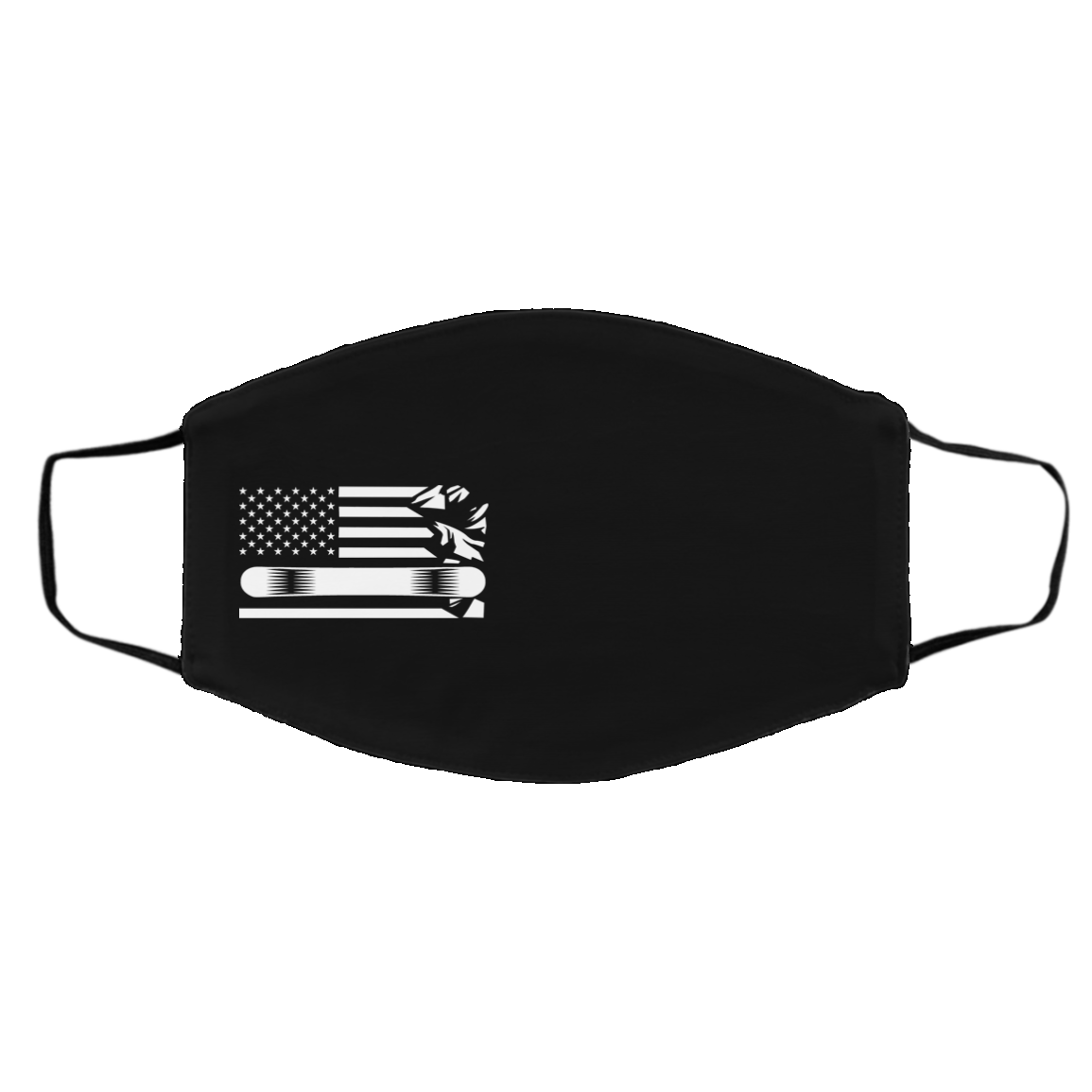 US Snowboard Flag All White Adult Face Mask - Powderaddicts