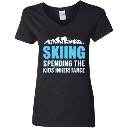 Skiing Spending The Kids Inheritance Ladies Tees - Powderaddicts