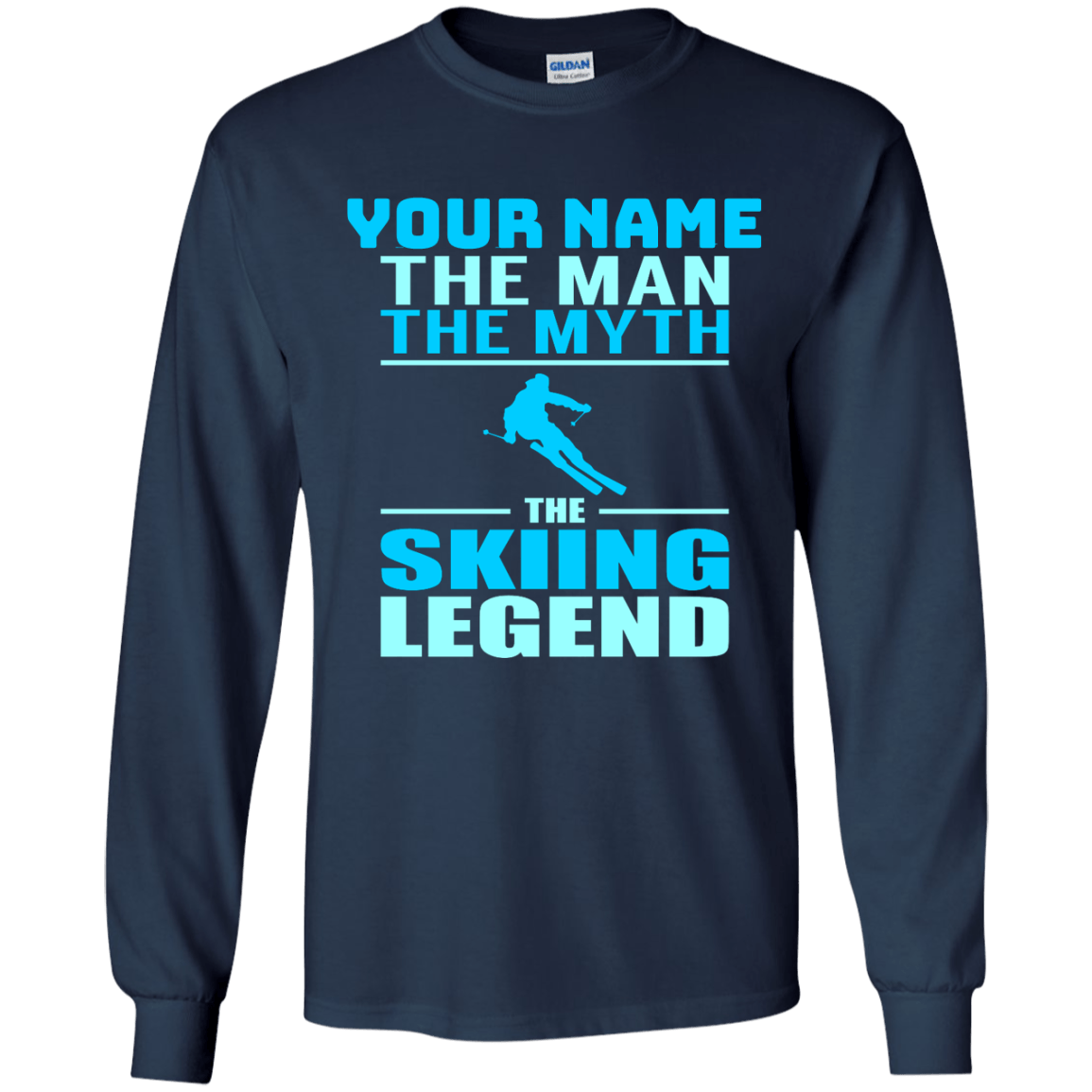 Personalized The Man The Myth The Skiing Legend Long Sleeves - Powderaddicts