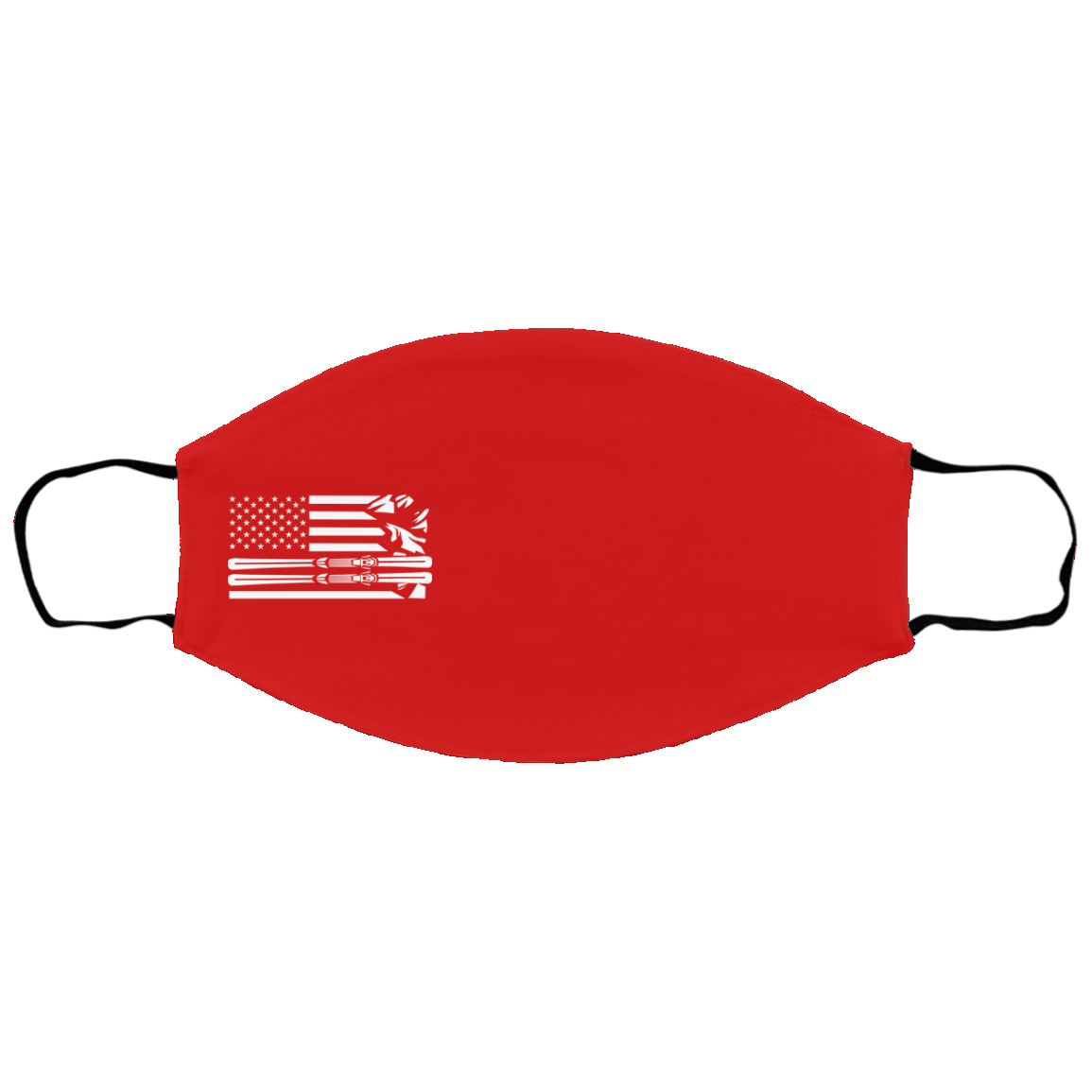 US Ski Flag All White Youth Face Mask - Powderaddicts