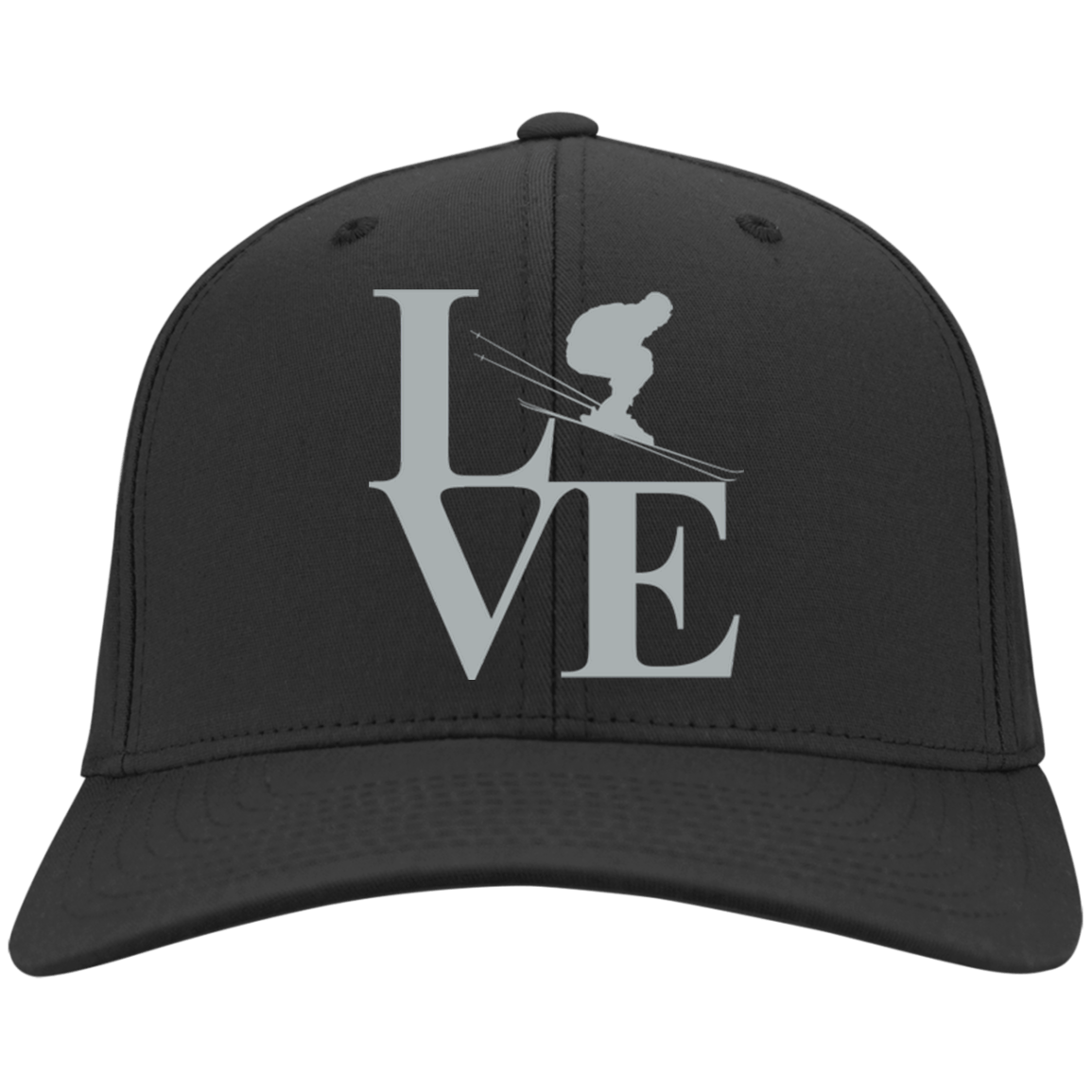 Love Ski Embroidered Silver Caps and Beanies - Powderaddicts