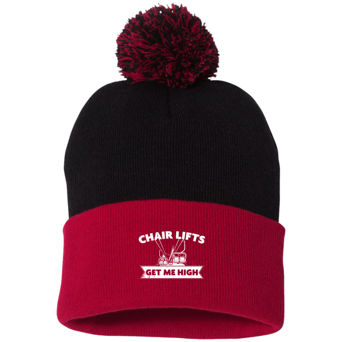 Chairlifts Get Me High Pom Pom Knit Cap - Powderaddicts