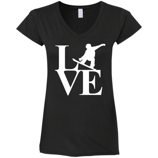 Love Snowboard Ladies' Fitted Softstyle V-Neck T-Shirt - Powderaddicts