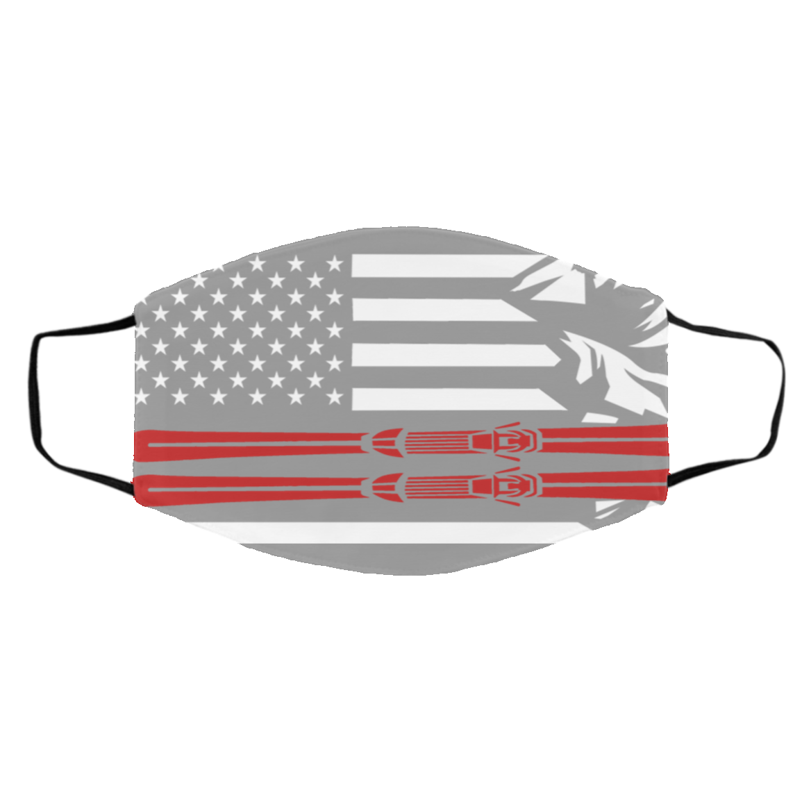US Ski Flag Thin Red Line Adult Face Mask - Powderaddicts