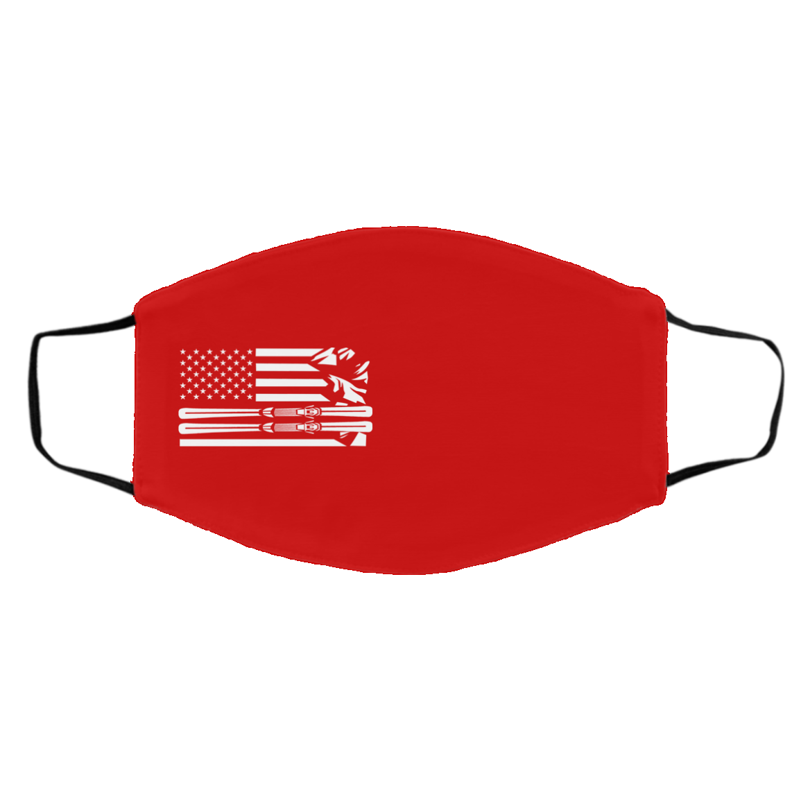 US Ski Flag All White Adult Face Mask - Powderaddicts
