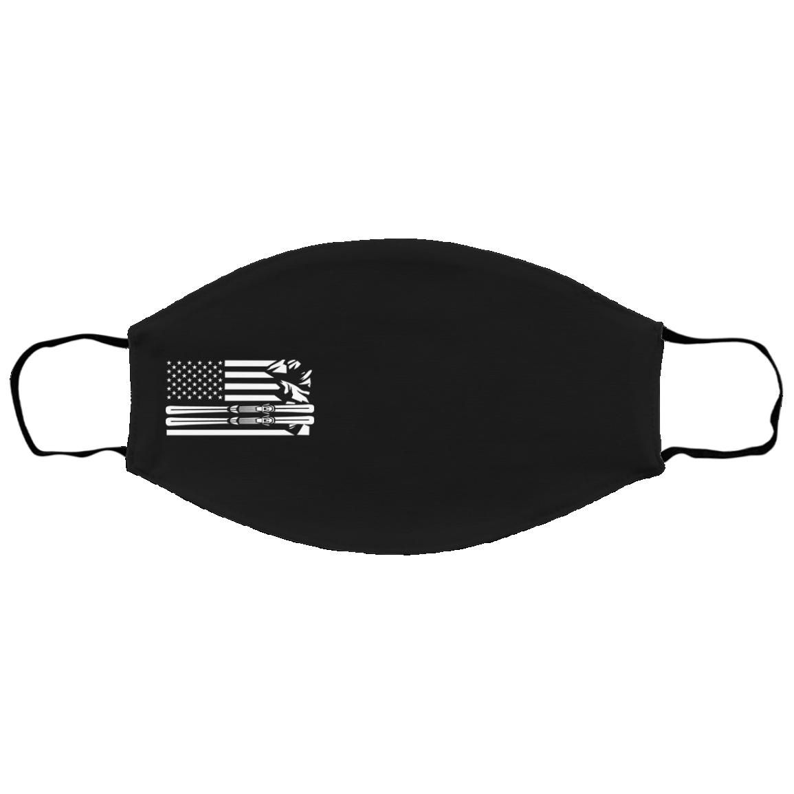 US Ski Flag All White Youth Face Mask - Powderaddicts