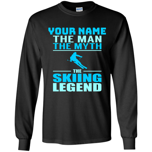 Personalized The Man The Myth The Skiing Legend Long Sleeves - Powderaddicts