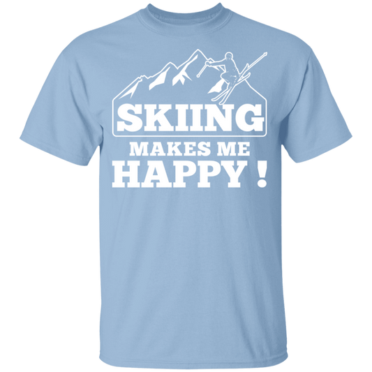 Skiing Makes Me Happy Youth  Cotton T-Shirt - Powderaddicts