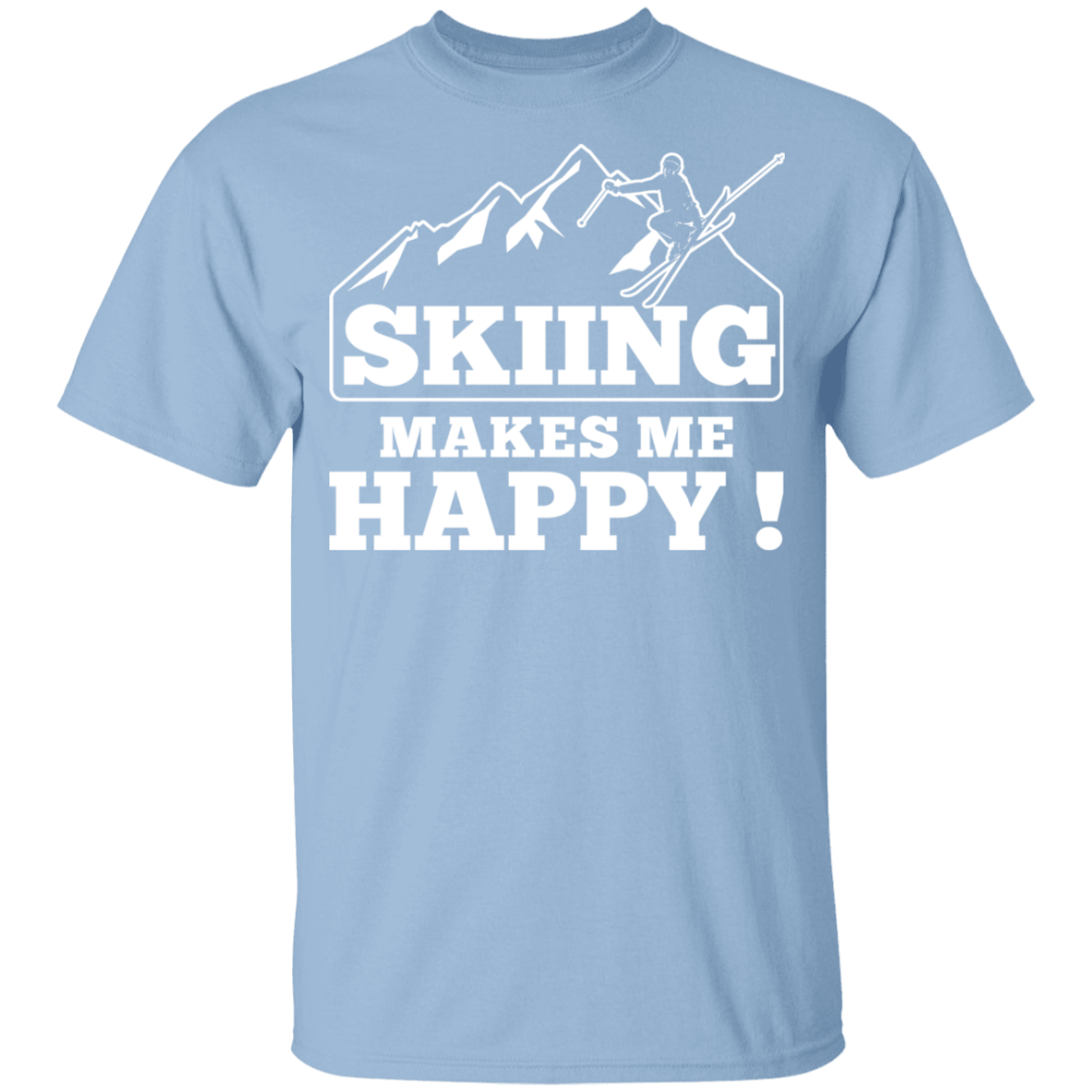 Skiing Makes Me Happy Youth  Cotton T-Shirt - Powderaddicts