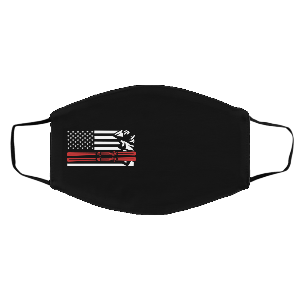 US Ski Flag Thin Red Line Adult Face Mask - Powderaddicts