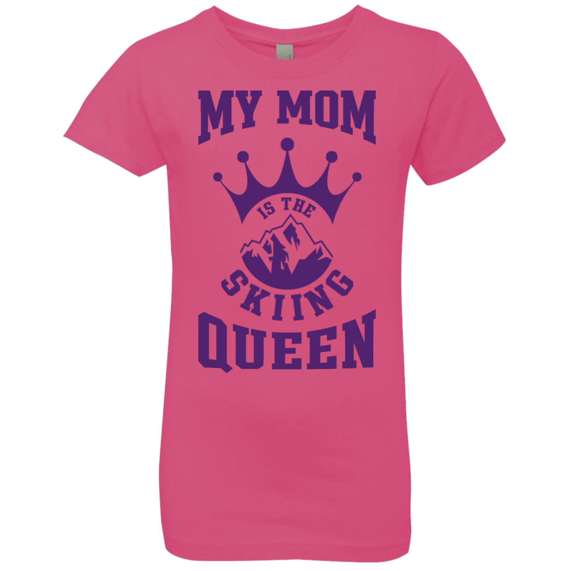 My Mom Is The Skiing Queen Purple Youth Next Level Girls' Princess T-Shirt - Powderaddicts