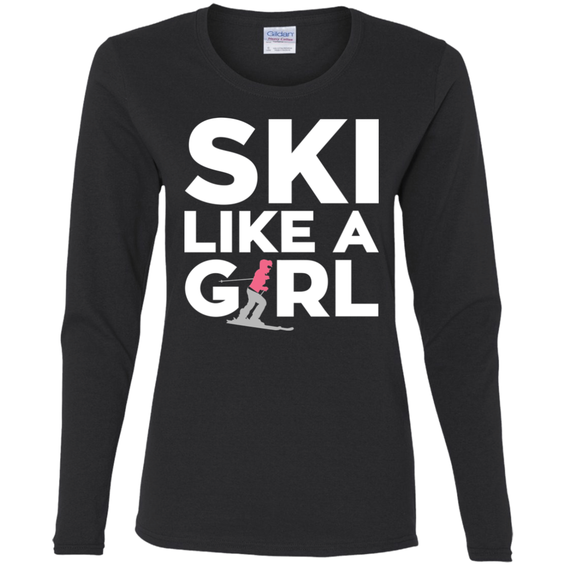 Ski Like A Girl Ladies' Cotton Long Sleeve T-Shirt - Powderaddicts
