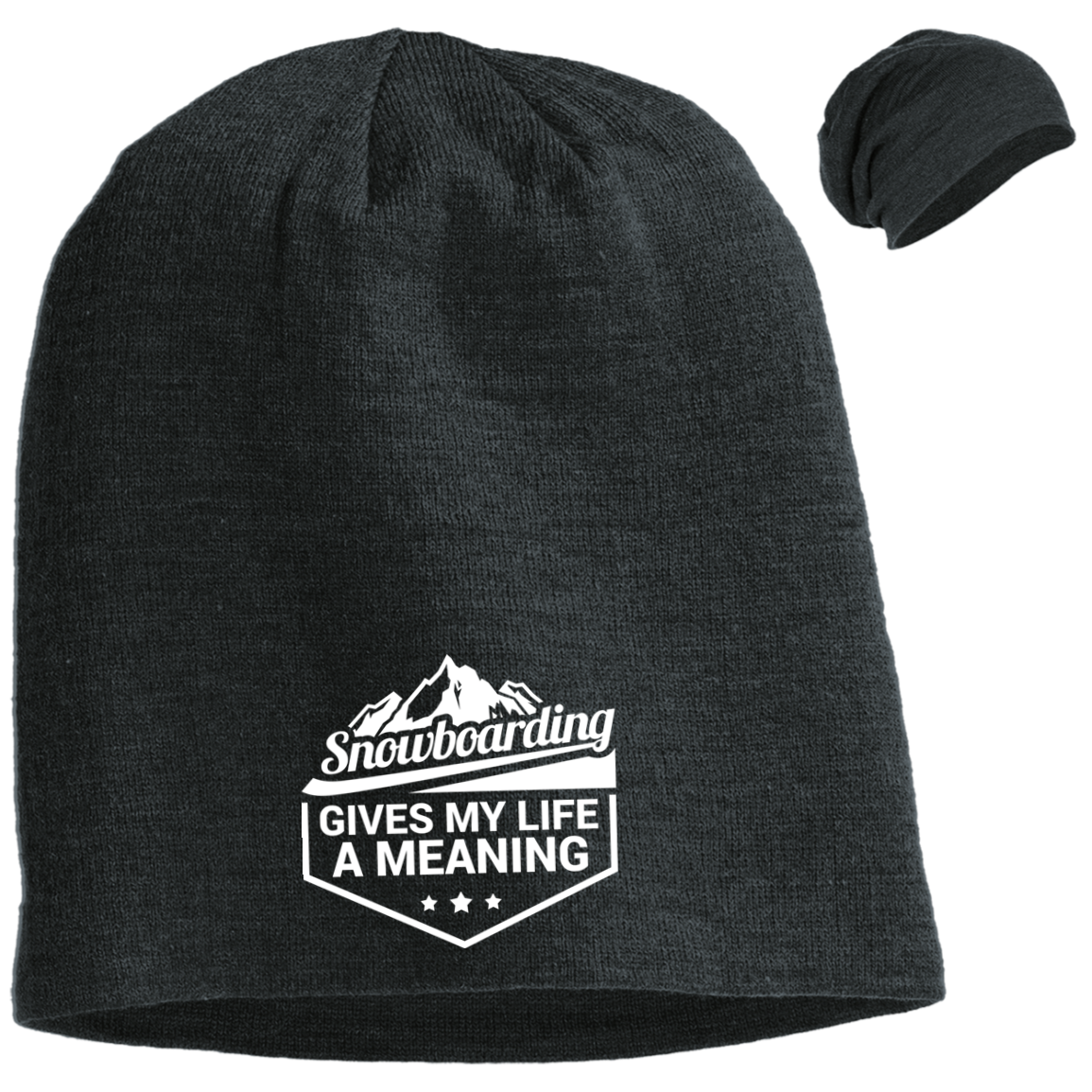 Snowboarding Gives My Life a Meaning Slouch Beanie - Powderaddicts