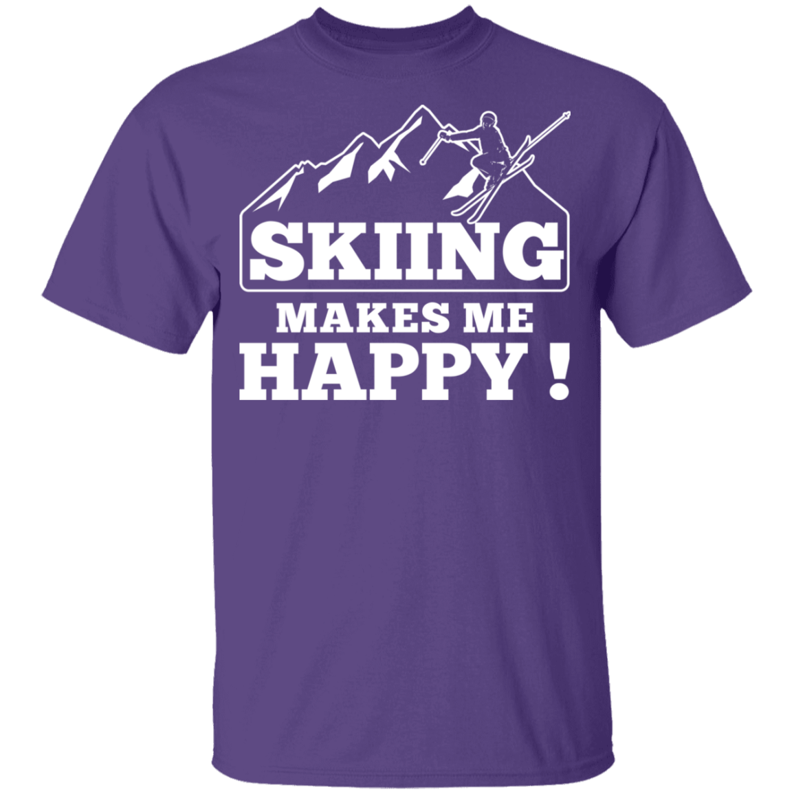 Skiing Makes Me Happy Youth  Cotton T-Shirt - Powderaddicts