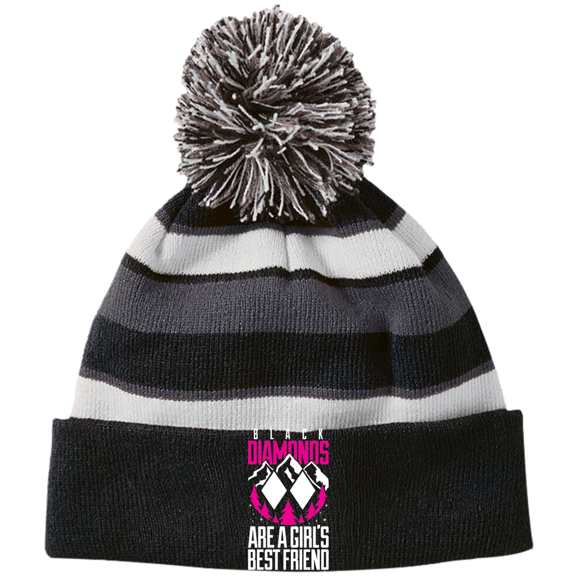 Black Diamonds Are A Girls Best Friend Striped Beanie - Powderaddicts