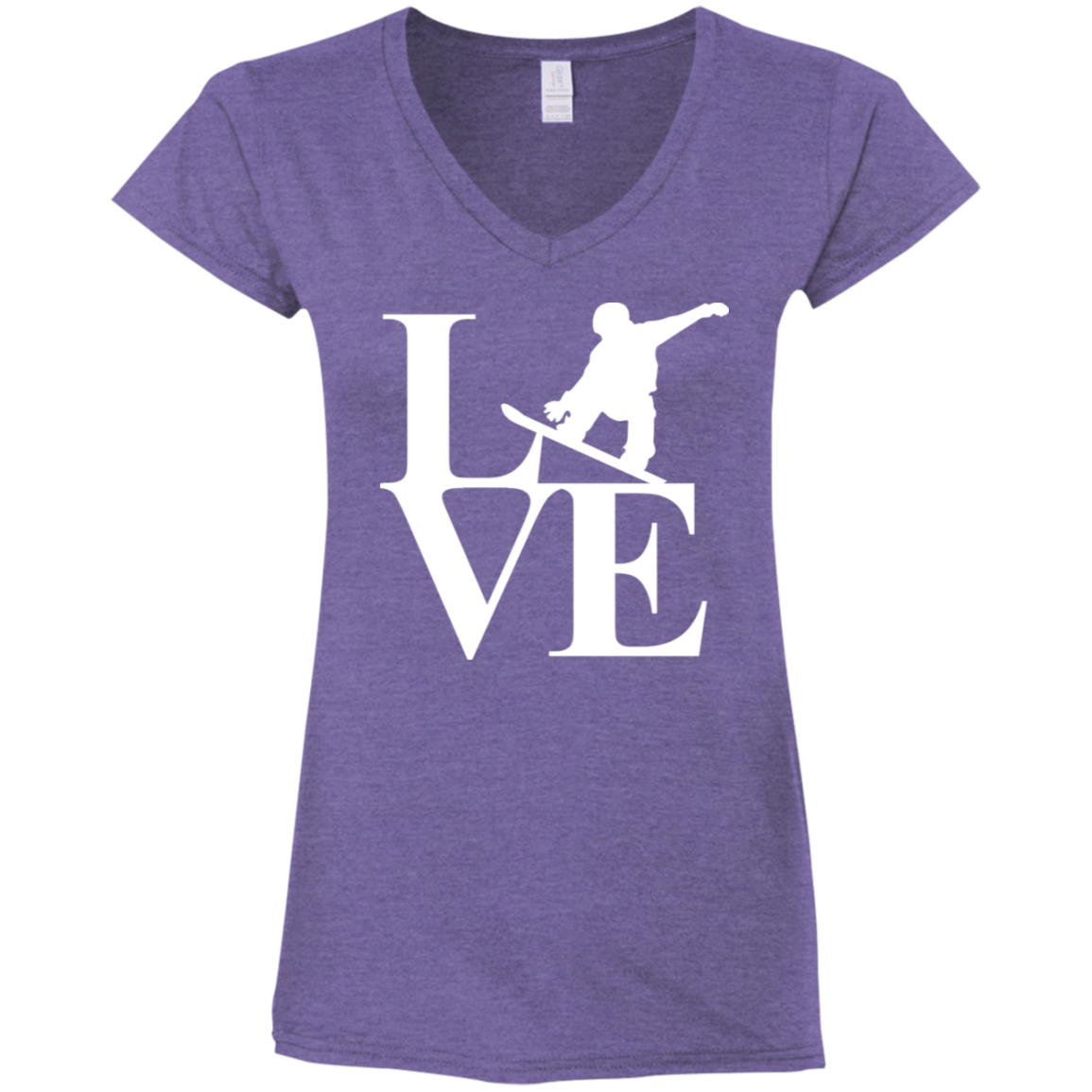 Love Snowboard Ladies' Fitted Softstyle V-Neck T-Shirt - Powderaddicts