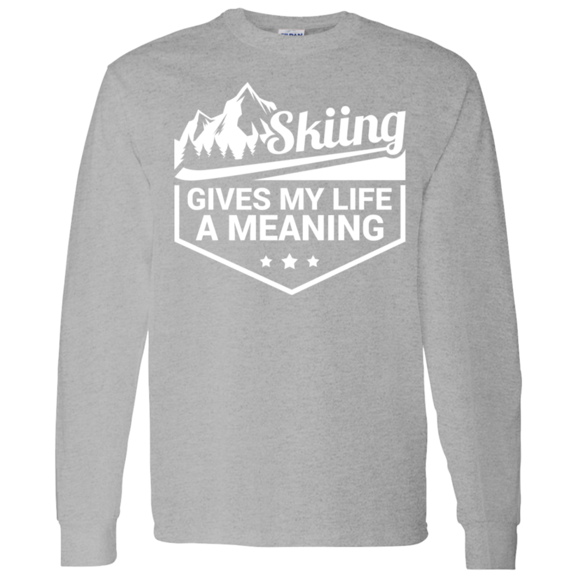 Skiing Gives My Life A Meaning Sport-Tek LS Heather Colorblock Poly T-Shirt - Powderaddicts