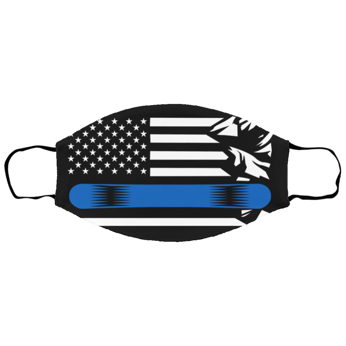 US Snowboard Flag Thin Blue Line Youth Face Mask - Powderaddicts