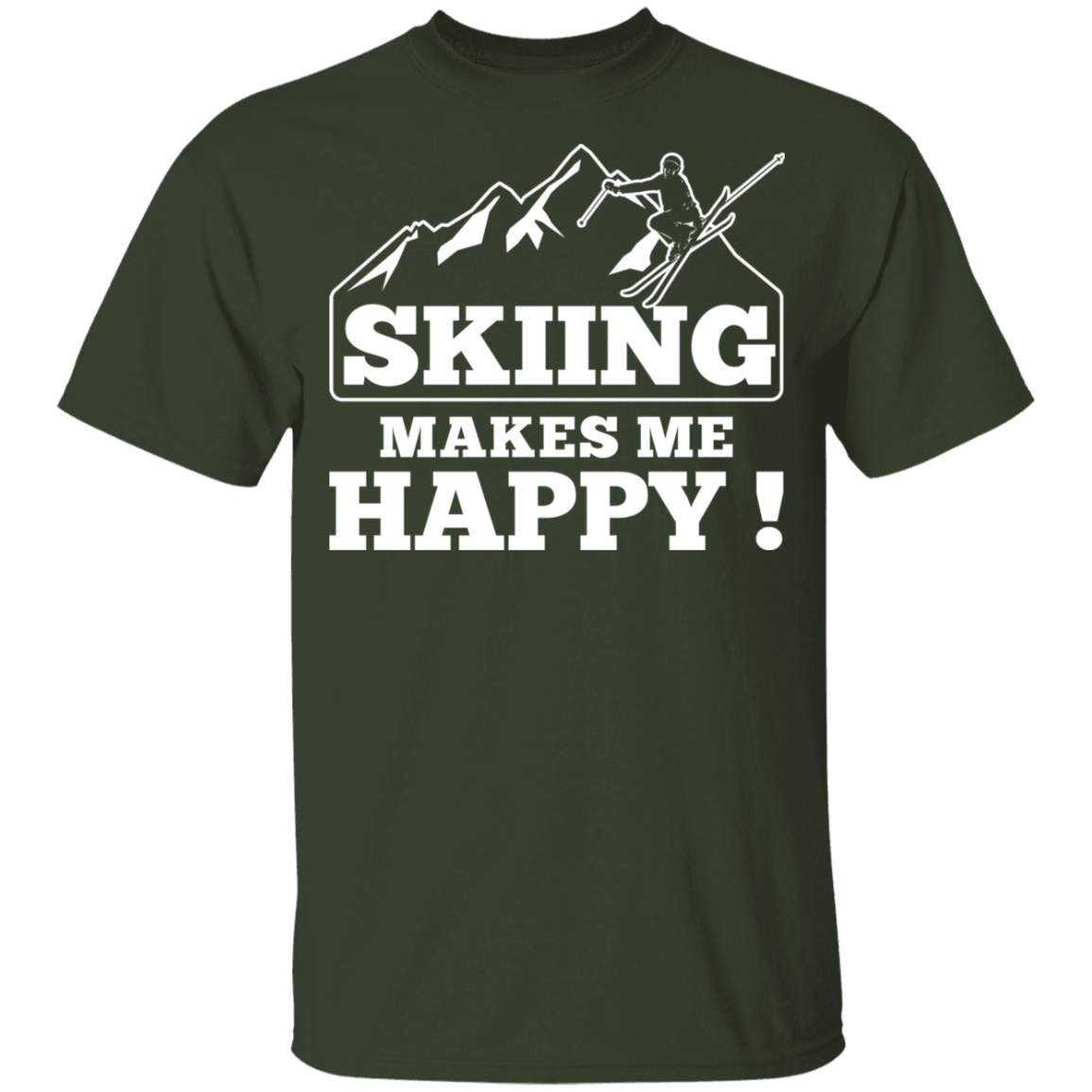 Skiing Makes Me Happy Youth  Cotton T-Shirt - Powderaddicts