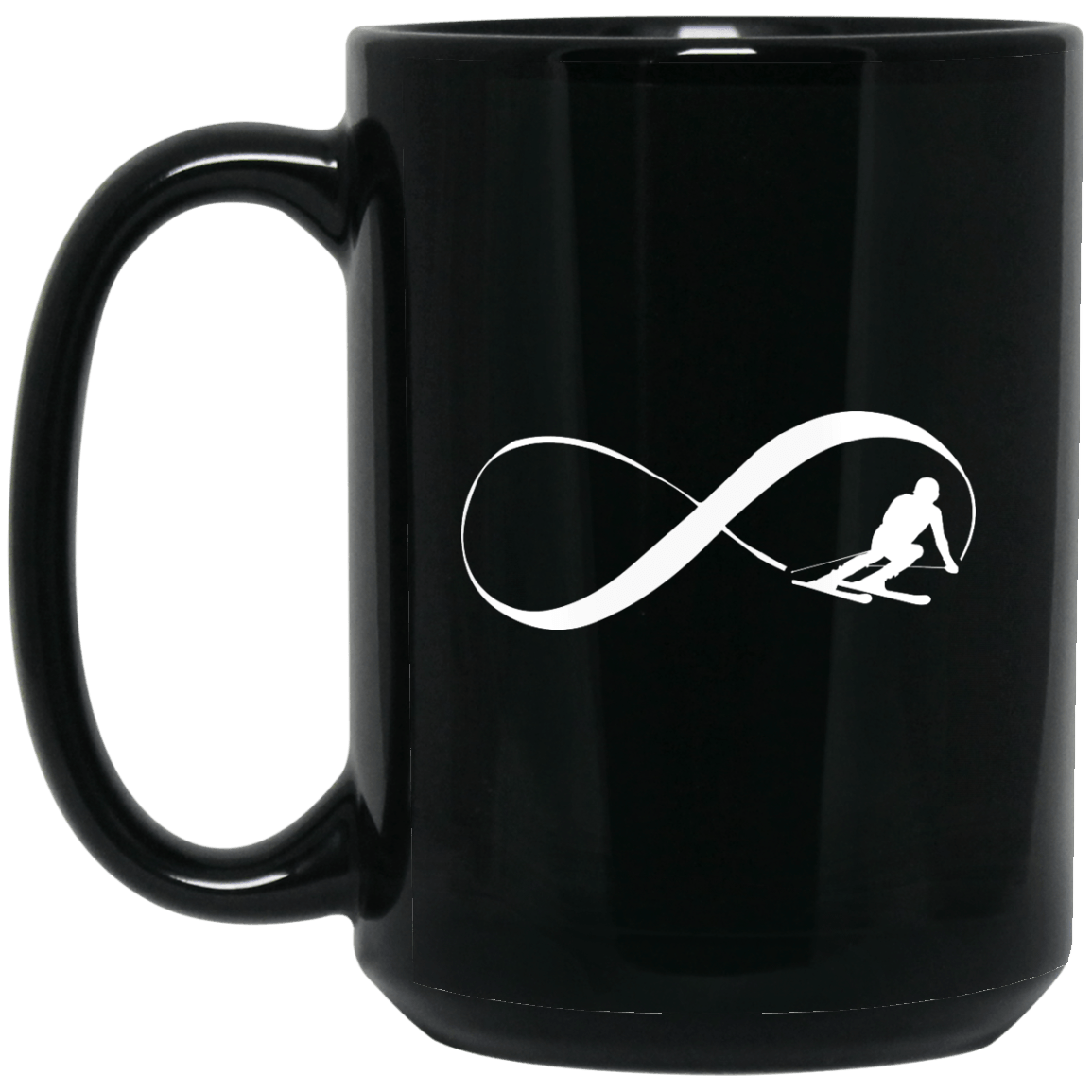 Infinity Skiing Black Mug - Powderaddicts