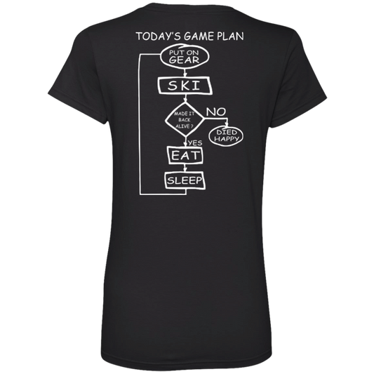 Today's Game Plan - Ski Ladies V-Neck - Powderaddicts