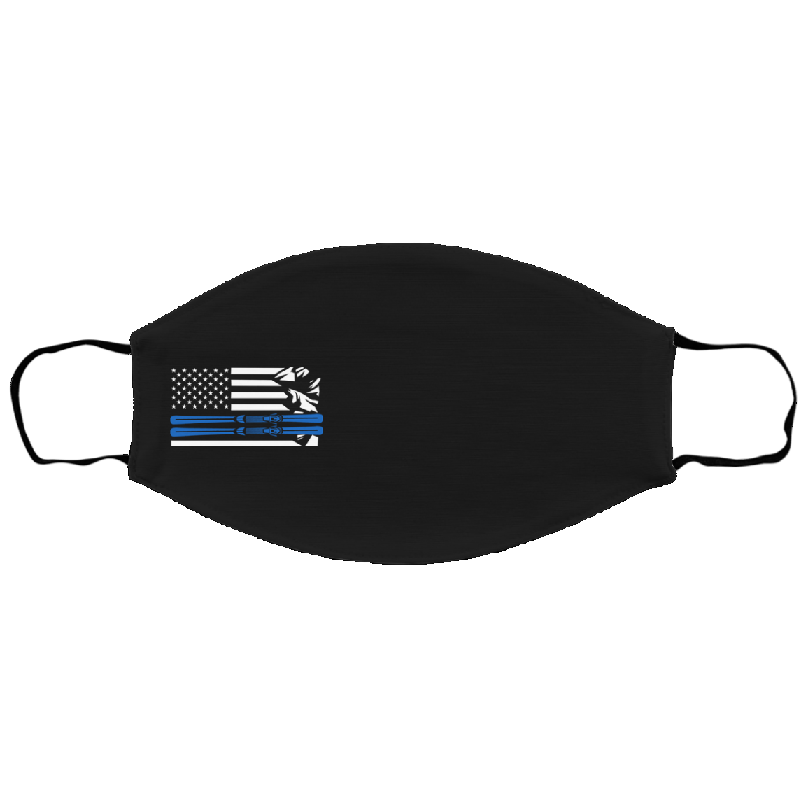 US Ski Flag Thin Blue Line Youth Face Mask - Powderaddicts