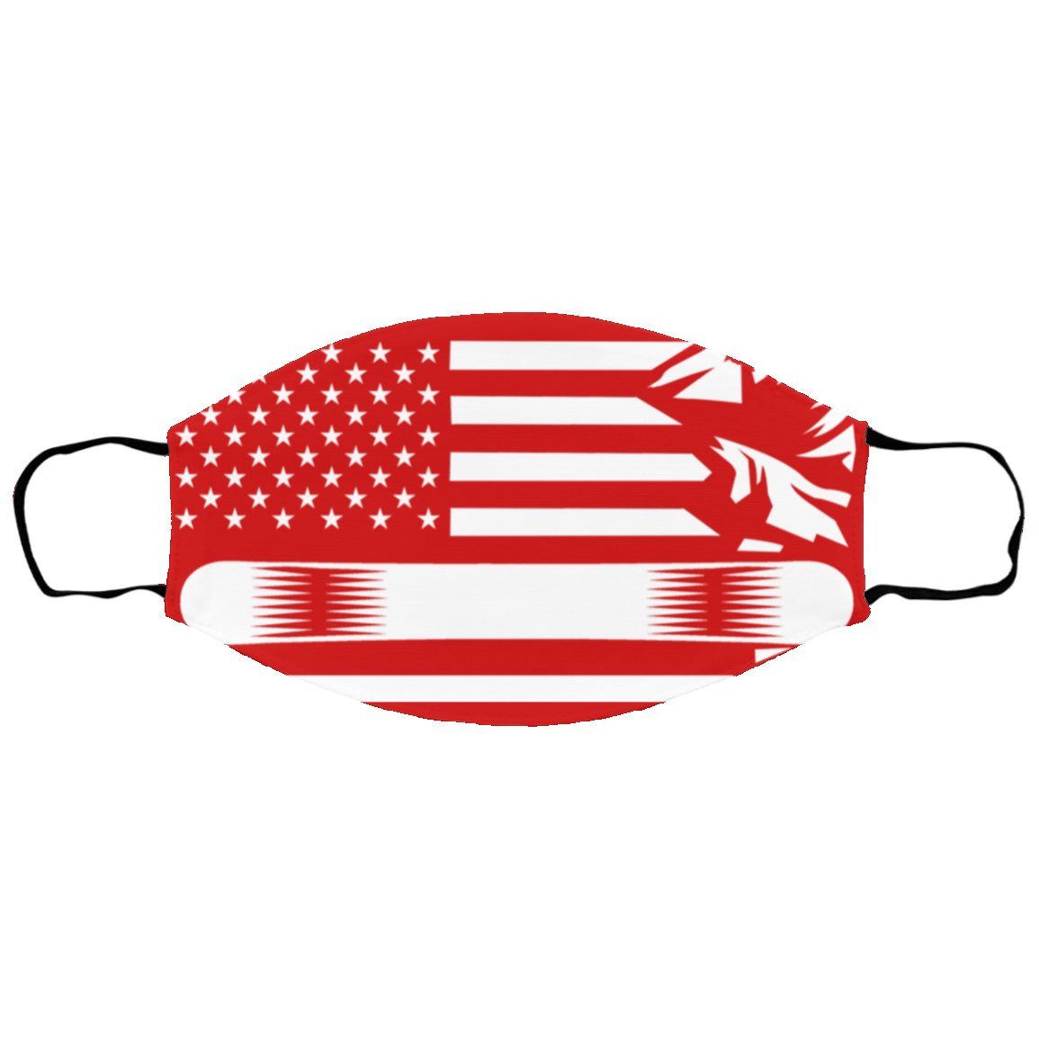 US Snowboard Flag All White Youth Face Mask - Powderaddicts