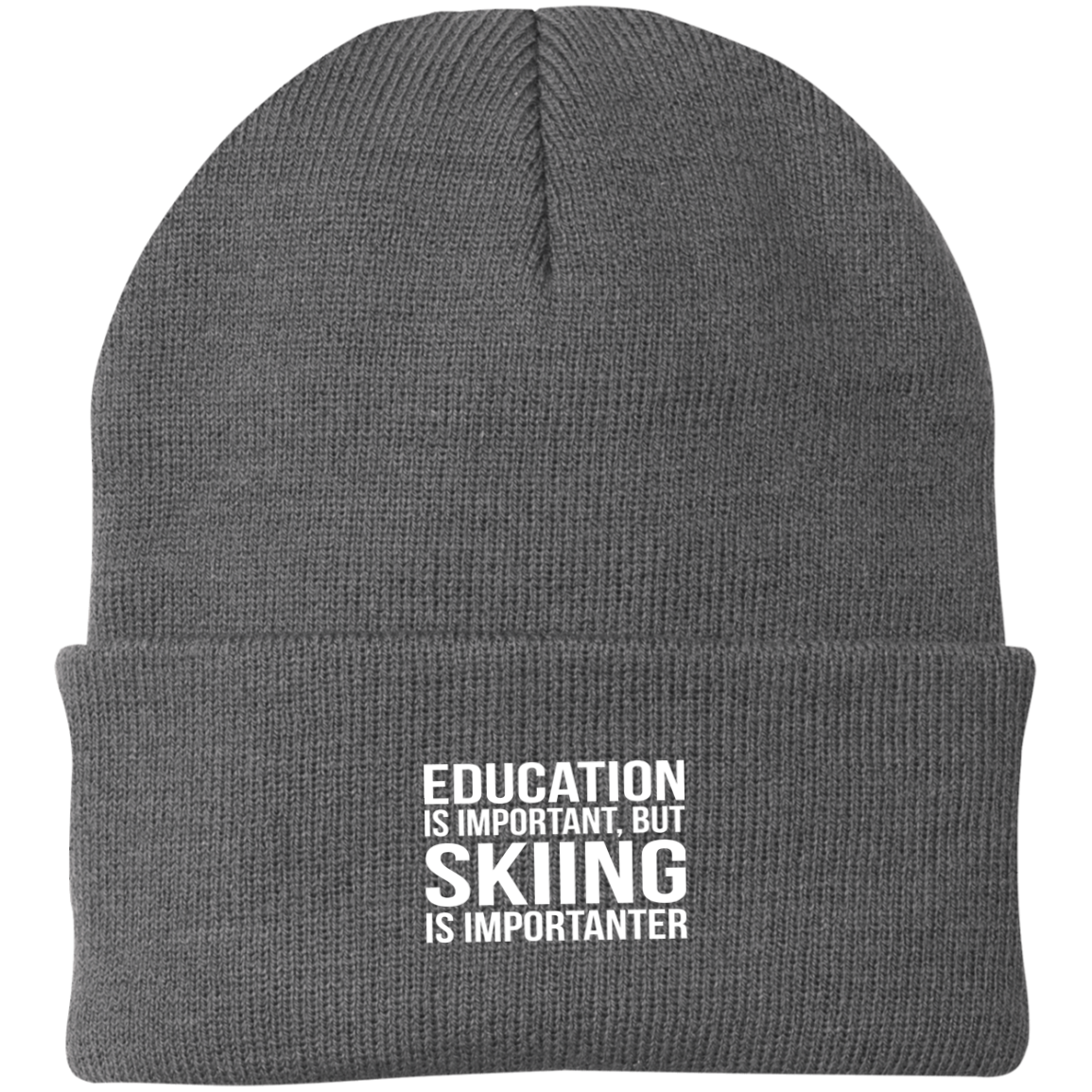 Education is Important but Skiing is Importanter Knit Cap - Powderaddicts