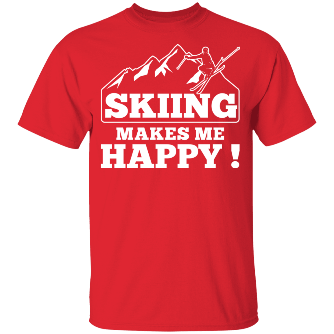 Skiing Makes Me Happy Youth  Cotton T-Shirt - Powderaddicts