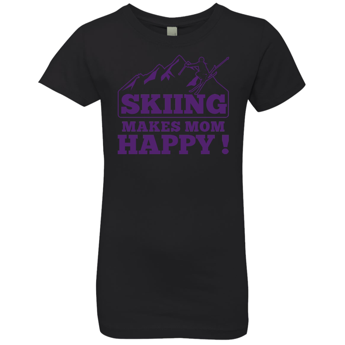 Skiing Makes Mom Happy Purple Youth Next Level Girls' Princess T-Shirt - Powderaddicts
