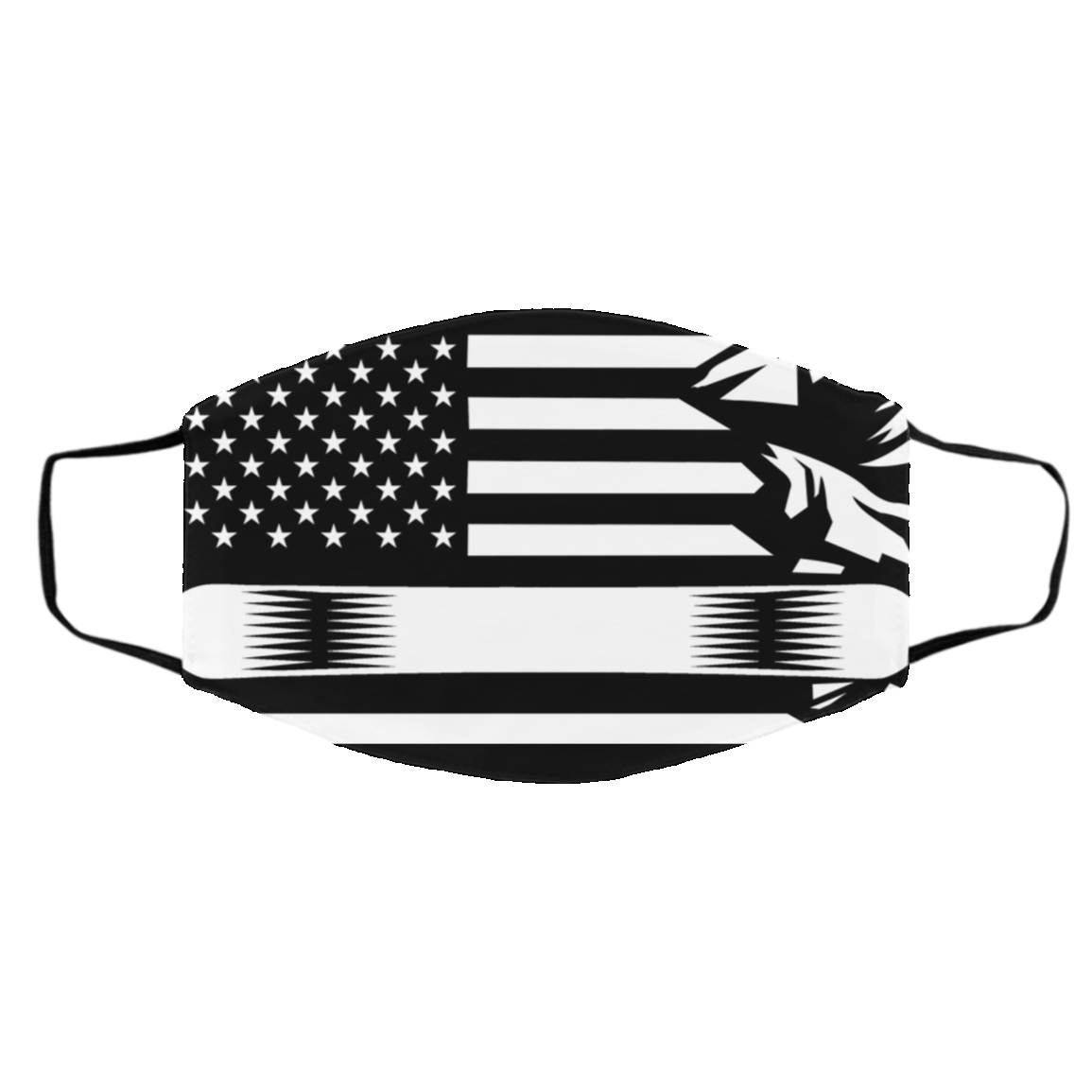 US Snowboard Flag All White Adult Face Mask - Powderaddicts