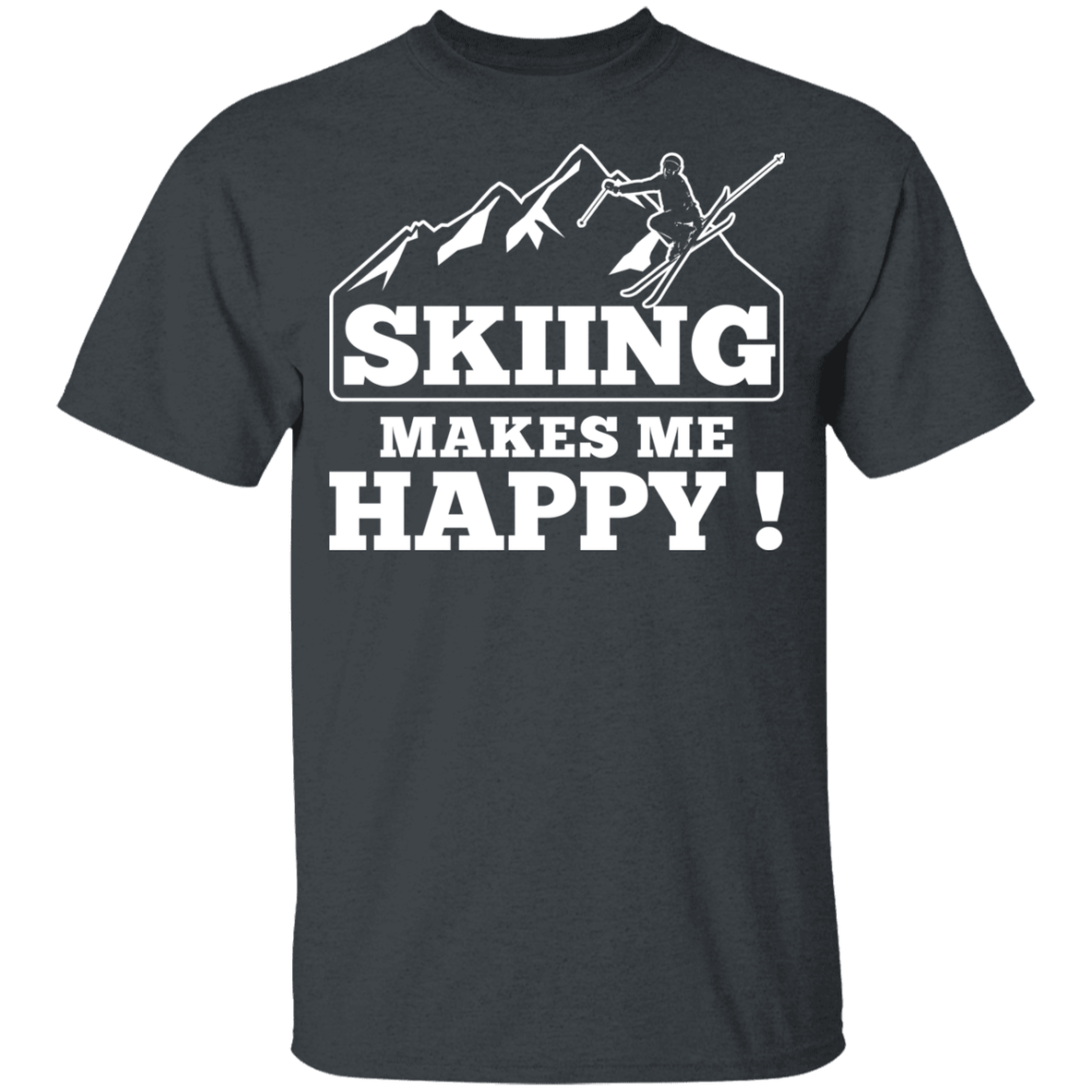 Skiing Makes Me Happy Youth  Cotton T-Shirt - Powderaddicts